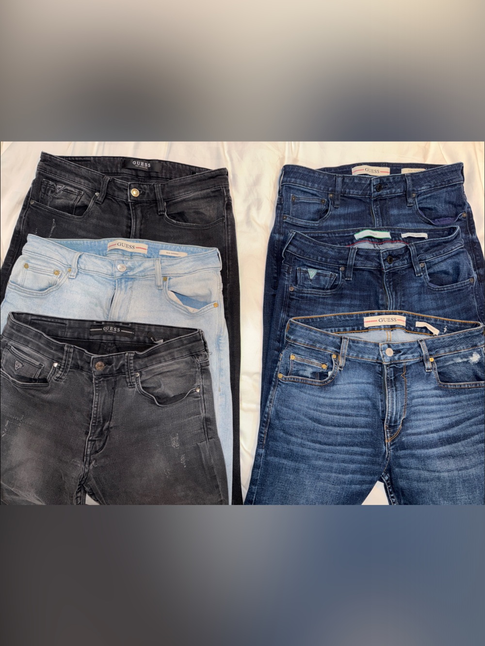 Guess Denim Jeans Bundle of 6 - Dark Blue, Light Blue, Black - slim tapered 31